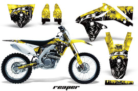 Dirt Bike Decal Graphics Kit Sticker Wrap For Suzuki RMZ450 2008-2017 REAPER YELLOW-atv motorcycle utv parts accessories gear helmets jackets gloves pantsAll Terrain Depot