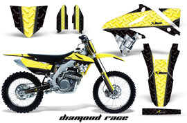 Graphics Kit Decal Sticker Wrap + # Plates For Suzuki RMZ450 2008-2017 DIAMOND RACE YELLOW BLACK-atv motorcycle utv parts accessories gear helmets jackets gloves pantsAll Terrain Depot