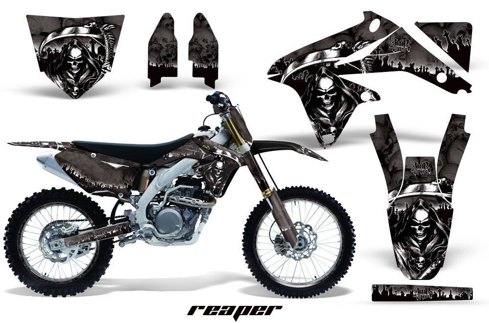 Graphics Kit Decal Sticker Wrap + # Plates For Suzuki RMZ450 2008-2017 REAPER BLACK-atv motorcycle utv parts accessories gear helmets jackets gloves pantsAll Terrain Depot