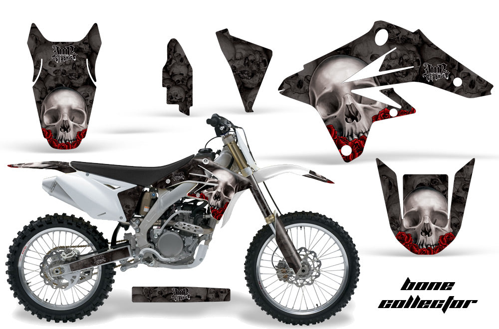 Dirt Bike Graphics Kit Decal Sticker Wrap For Suzuki RMZ250 2007-2009 BONES BLACK-atv motorcycle utv parts accessories gear helmets jackets gloves pantsAll Terrain Depot
