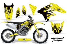 Load image into Gallery viewer, Dirt Bike Graphics Kit Decal Sticker Wrap For Suzuki RMZ250 2007-2009 DIAMOND FLAMES BLACK YELLOW-atv motorcycle utv parts accessories gear helmets jackets gloves pantsAll Terrain Depot