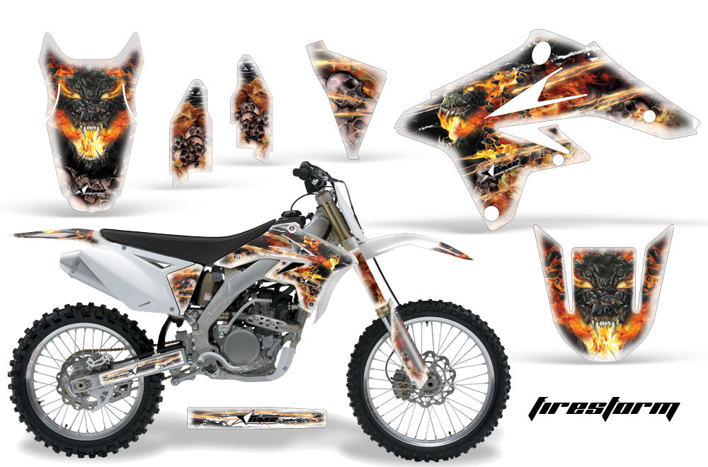 Dirt Bike Graphics Kit Decal Sticker Wrap For Suzuki RMZ250 2007-2009 FIRESTORM WHITE-atv motorcycle utv parts accessories gear helmets jackets gloves pantsAll Terrain Depot