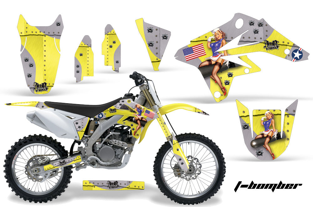 Dirt Bike Graphics Kit Decal Sticker Wrap For Suzuki RMZ250 2007-2009 TBOMBER YELLOW-atv motorcycle utv parts accessories gear helmets jackets gloves pantsAll Terrain Depot