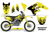 Graphics Kit Decal Sticker Wrap + # Plates For Suzuki RMZ250 2007-2009 DIAMOND FLAMES BLACK YELLOW