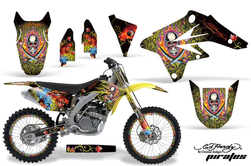 Graphics Kit Decal Sticker Wrap + # Plates For Suzuki RMZ250 2007-2009 EDHP YELLOW-atv motorcycle utv parts accessories gear helmets jackets gloves pantsAll Terrain Depot