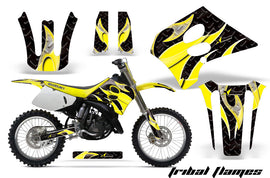 Dirt Bike Graphics Kit Decal Sticker Wrap For Suzuki RM125 1993-1995 DIAMOND FLAMES YELLOW BLACK-atv motorcycle utv parts accessories gear helmets jackets gloves pantsAll Terrain Depot