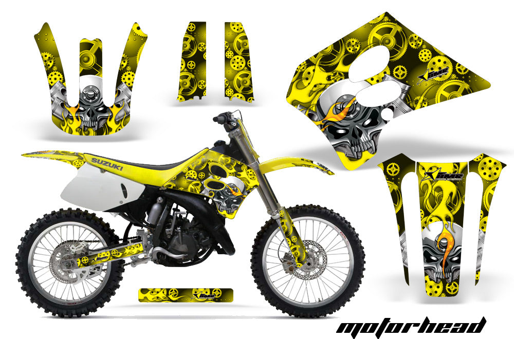 Dirt Bike Graphics Kit Decal Sticker Wrap For Suzuki RM125 1993-1995 MOTORHEAD YELLOW-atv motorcycle utv parts accessories gear helmets jackets gloves pantsAll Terrain Depot