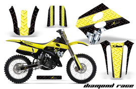 Graphics Kit Decal Sticker Wrap + # Plates For Suzuki RM125 1993-1995 DIAMOND RACE YELLOW BLACK-atv motorcycle utv parts accessories gear helmets jackets gloves pantsAll Terrain Depot