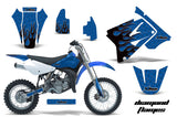 Dirt Bike Graphics Kit Decal Sticker Wrap For Suzuki RM85 2002-2016 DIAMOND FLAMES BLACK BLUE