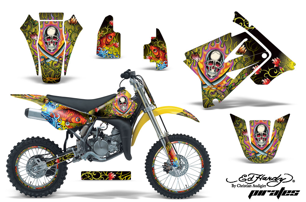 Graphics Kit Decal Sticker Wrap + # Plates For Suzuki RM85 2002-2016 EDHP YELLOW-atv motorcycle utv parts accessories gear helmets jackets gloves pantsAll Terrain Depot