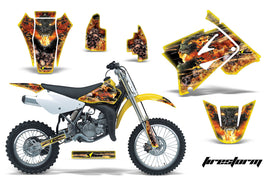 Dirt Bike Graphics Kit Decal Sticker Wrap For Suzuki RM85 2002-2016 FIRESTORM YELLOW-atv motorcycle utv parts accessories gear helmets jackets gloves pantsAll Terrain Depot