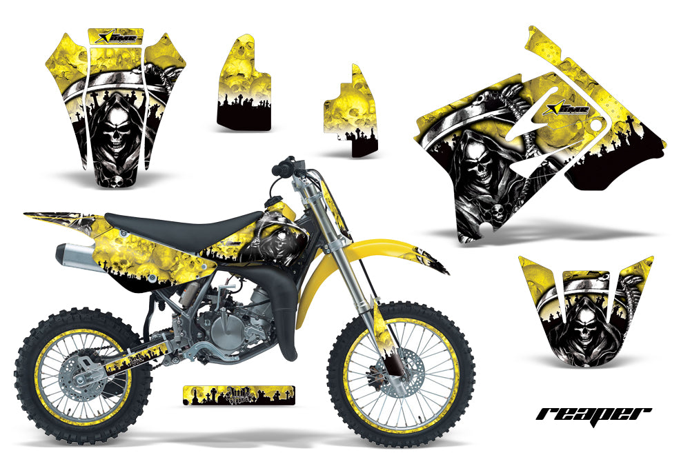 Graphics Kit Decal Sticker Wrap + # Plates For Suzuki RM85 2002-2016 REAPER YELLOW-atv motorcycle utv parts accessories gear helmets jackets gloves pantsAll Terrain Depot
