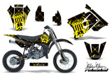 Graphics Kit Decal Sticker Wrap + # Plates For Suzuki RM85 2002-2016 RELOADED YELLOW BLACK