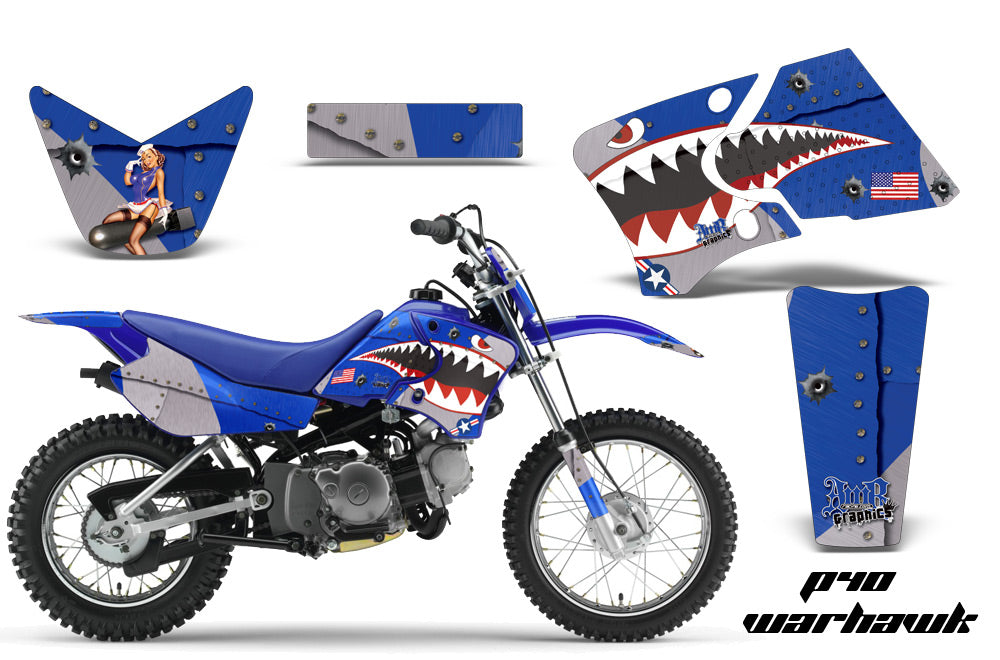 Dirt Bike Graphics Kit Decal Wrap For Yamaha TTR90 TTR90E 2000-2007 WARHAWK BLUE-atv motorcycle utv parts accessories gear helmets jackets gloves pantsAll Terrain Depot