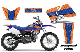 Dirt Bike Graphics Kit Decal Wrap For Yamaha TTR90 TTR90E 2000-2007 DIAMOND RACE BLUE ORANGE-atv motorcycle utv parts accessories gear helmets jackets gloves pantsAll Terrain Depot