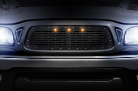 1 Piece Steel Grille for Toyota Tacoma 2001-2004 - BRICKS w/ 3 AMBER LIGHTS-atv motorcycle utv parts accessories gear helmets jackets gloves pantsAll Terrain Depot