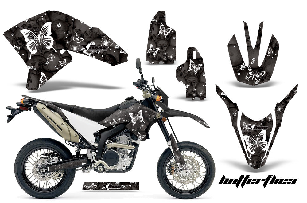 Dirt Bike Decal Graphics Kit Wrap For Yamaha WR250R WR250X 2007-2016 BUTTERFLIES WHITE BLACK-atv motorcycle utv parts accessories gear helmets jackets gloves pantsAll Terrain Depot