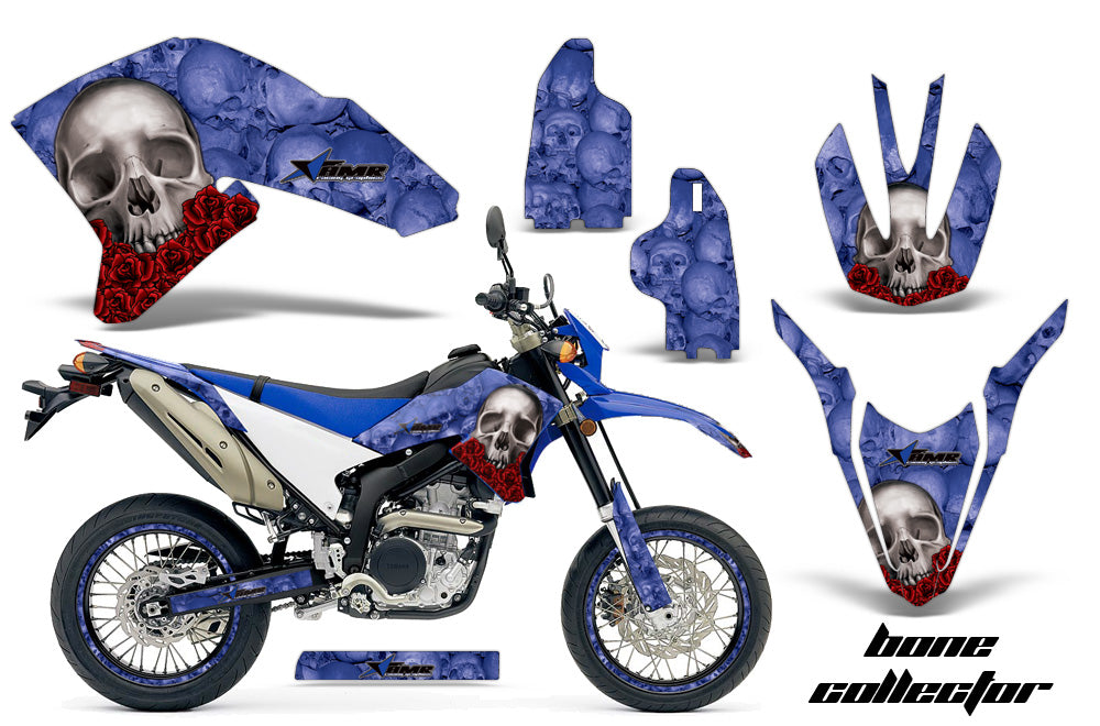 Dirt Bike Decal Graphics Kit Wrap For Yamaha WR250R WR250X 2007-2016 BONES BLUE-atv motorcycle utv parts accessories gear helmets jackets gloves pantsAll Terrain Depot
