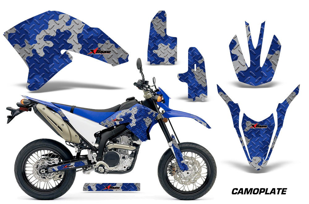 Dirt Bike Decal Graphics Kit Wrap For Yamaha WR250R WR250X 2007-2016 CAMOPLATE BLUE-atv motorcycle utv parts accessories gear helmets jackets gloves pantsAll Terrain Depot