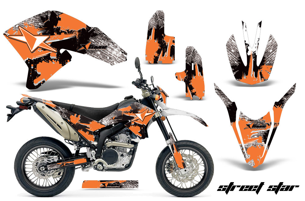 Dirt Bike Decal Graphics Kit Wrap For Yamaha WR250R WR250X 2007-2016 STREET STAR ORANGE-atv motorcycle utv parts accessories gear helmets jackets gloves pantsAll Terrain Depot