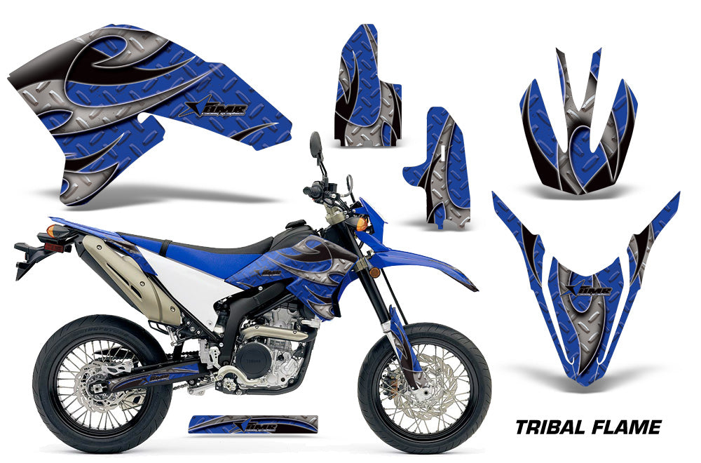 Dirt Bike Decal Graphics Kit Wrap For Yamaha WR250R WR250X 2007-2016 TRIBAL BLACK BLUE-atv motorcycle utv parts accessories gear helmets jackets gloves pantsAll Terrain Depot