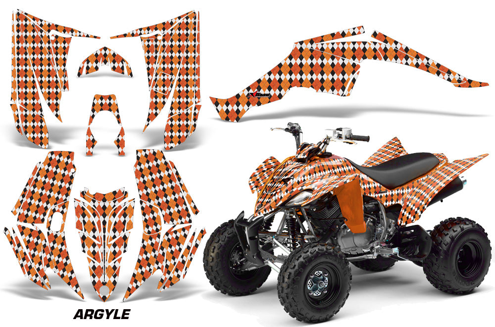 ATV Decal Graphic Kit Quad Sticker Wrap For Yamaha Raptor 350 2004-2014 ARGYLE ORANGE-atv motorcycle utv parts accessories gear helmets jackets gloves pantsAll Terrain Depot