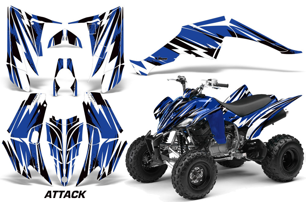 ATV Decal Graphic Kit Quad Sticker Wrap For Yamaha Raptor 350 2004-2014 ATTACK BLUE-atv motorcycle utv parts accessories gear helmets jackets gloves pantsAll Terrain Depot