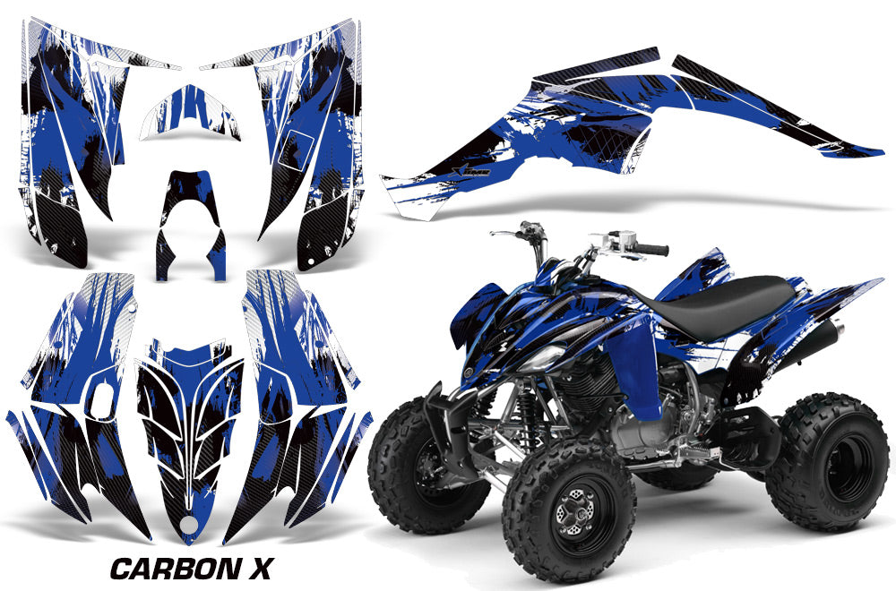 ATV Decal Graphic Kit Quad Sticker Wrap For Yamaha Raptor 350 2004-2014 CARBONX BLUE-atv motorcycle utv parts accessories gear helmets jackets gloves pantsAll Terrain Depot