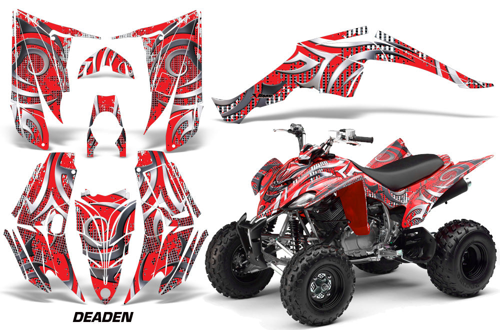 ATV Decal Graphic Kit Quad Sticker Wrap For Yamaha Raptor 350 2004-2014 DEADEN RED-atv motorcycle utv parts accessories gear helmets jackets gloves pantsAll Terrain Depot