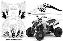 Load image into Gallery viewer, ATV Decal Graphic Kit Quad Sticker Wrap For Yamaha Raptor 350 2004-2014 DIAMOND FLAMES BLACK WHITE-atv motorcycle utv parts accessories gear helmets jackets gloves pantsAll Terrain Depot