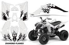 Load image into Gallery viewer, ATV Decal Graphic Kit Quad Sticker Wrap For Yamaha Raptor 350 2004-2014 DIAMOND FLAMES BLACK WHITE-atv motorcycle utv parts accessories gear helmets jackets gloves pantsAll Terrain Depot