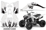 ATV Decal Graphic Kit Quad Sticker Wrap For Yamaha Raptor 350 2004-2014 DIAMOND FLAMES BLACK WHITE