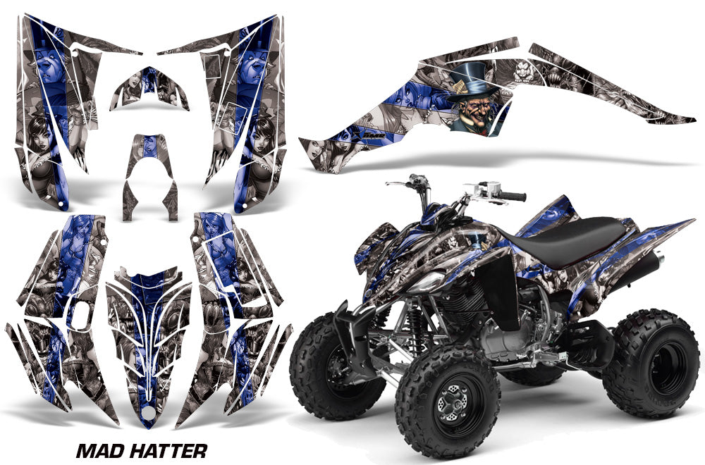 ATV Decal Graphic Kit Quad Sticker Wrap For Yamaha Raptor 350 2004-2014 HATTER SILVER BLUE-atv motorcycle utv parts accessories gear helmets jackets gloves pantsAll Terrain Depot