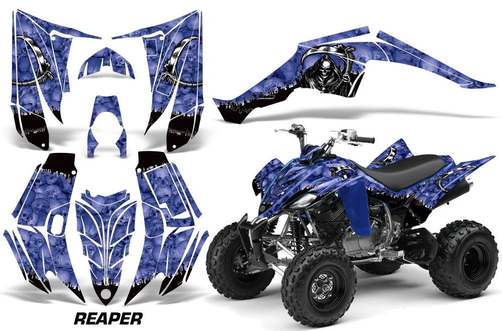 ATV Decal Graphic Kit Quad Sticker Wrap For Yamaha Raptor 350 2004-2014 REAPER BLUE-atv motorcycle utv parts accessories gear helmets jackets gloves pantsAll Terrain Depot