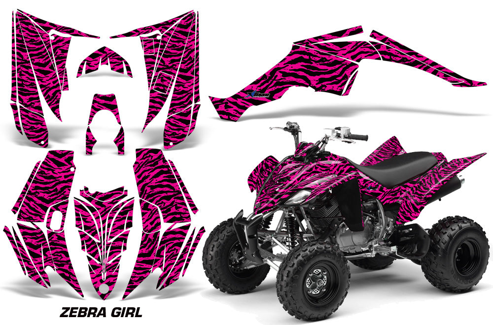 ATV Decal Graphic Kit Quad Sticker Wrap For Yamaha Raptor 350 2004-2014 ZEBRA GIRL PINK BLACK-atv motorcycle utv parts accessories gear helmets jackets gloves pantsAll Terrain Depot