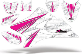 Dirt Bike Graphics Kit Decal Sticker Wrap For Yamaha TTR50 2006-2018 CONTENDER PINK WHITE-atv motorcycle utv parts accessories gear helmets jackets gloves pantsAll Terrain Depot