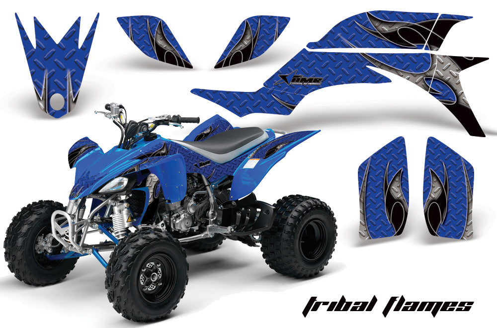 ATV Graphics Kit Quad Decal Sticker Wrap For Yamaha YFZ450 2004-2013 TRIBAL BLACK BLUE-atv motorcycle utv parts accessories gear helmets jackets gloves pantsAll Terrain Depot