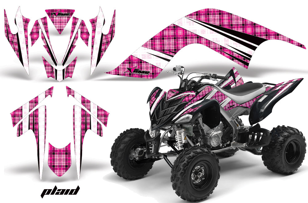 ATV Graphics Kit Quad Decal Sticker Wrap For Yamaha Raptor 700 2006-2012 PLAID PINK-atv motorcycle utv parts accessories gear helmets jackets gloves pantsAll Terrain Depot