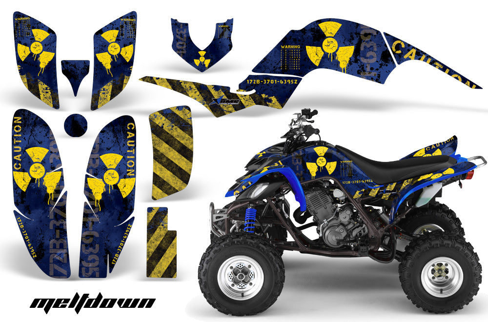 ATV Decal Graphics Kit Quad Sticker Wrap For Yamaha Raptor 660 2001-2005 MELTDOWN BLUE YELLOW-atv motorcycle utv parts accessories gear helmets jackets gloves pantsAll Terrain Depot