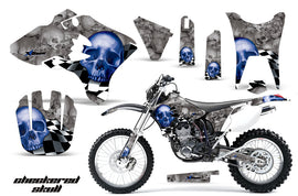 Dirt Bike Graphics Kit Decal Wrap For Yamaha WR250F WR450F 2003-2004 CHECKERED BLUE SILVER-atv motorcycle utv parts accessories gear helmets jackets gloves pantsAll Terrain Depot
