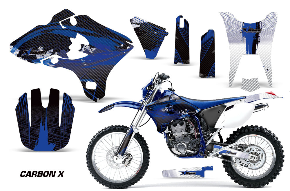 Dirt Bike Graphics Kit Decal Wrap For Yamaha WR250F WR450F 2003-2004 CARBONX BLUE-atv motorcycle utv parts accessories gear helmets jackets gloves pantsAll Terrain Depot