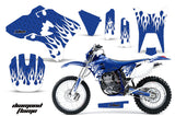 Dirt Bike Graphics Kit Decal Wrap For Yamaha WR250F WR450F 2003-2004 DIAMOND FLAMES WHITE BLUE