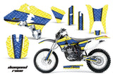 Dirt Bike Graphics Kit Decal Wrap For Yamaha WR250F WR450F 2003-2004 DIAMOND RACE YELLOW BLUE