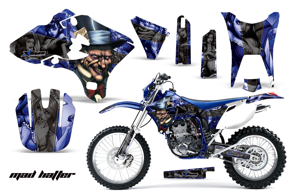 Dirt Bike Graphics Kit Decal Wrap For Yamaha WR250F WR450F 2003-2004 HATTER BLUE BLACK-atv motorcycle utv parts accessories gear helmets jackets gloves pantsAll Terrain Depot