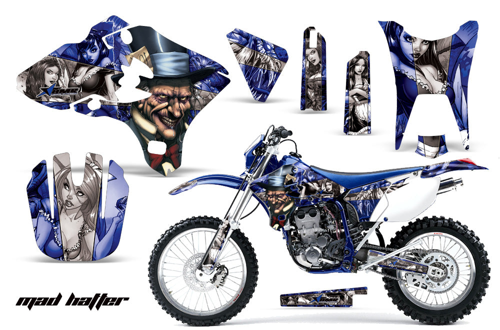 Dirt Bike Graphics Kit Decal Wrap For Yamaha WR250F WR450F 2003-2004 HATTER BLUE SILVER-atv motorcycle utv parts accessories gear helmets jackets gloves pantsAll Terrain Depot
