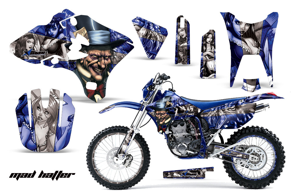 Graphics Kit Decal Sticker Wrap + # Plates For Yamaha WR250F WR450F 2003-2004 HATTER BLUE SILVER-atv motorcycle utv parts accessories gear helmets jackets gloves pantsAll Terrain Depot