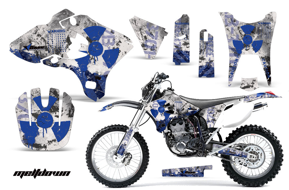 Dirt Bike Graphics Kit Decal Wrap For Yamaha WR250F WR450F 2003-2004 MELTDOWN BLUE WHITE-atv motorcycle utv parts accessories gear helmets jackets gloves pantsAll Terrain Depot