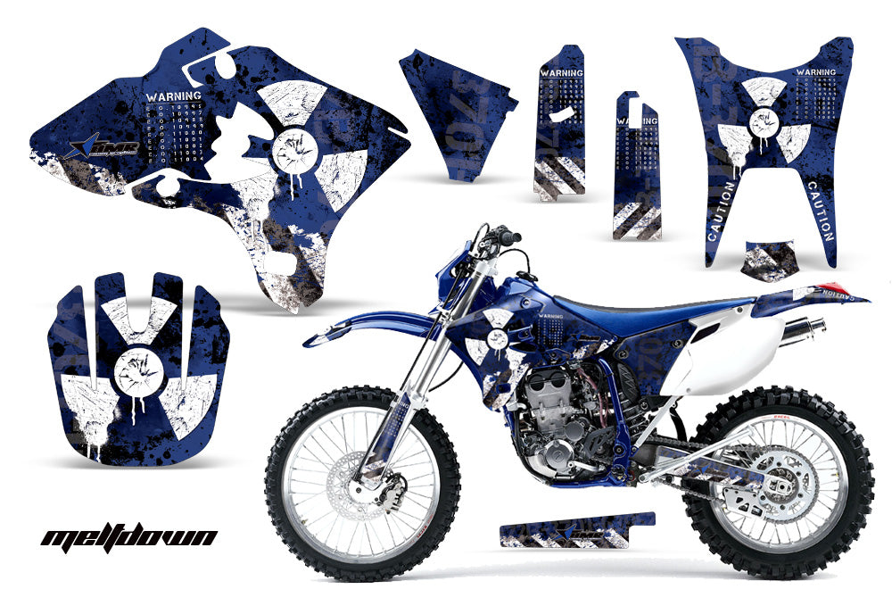 Dirt Bike Graphics Kit Decal Wrap For Yamaha WR250F WR450F 2003-2004 MELTDOWN WHITE BLUE-atv motorcycle utv parts accessories gear helmets jackets gloves pantsAll Terrain Depot
