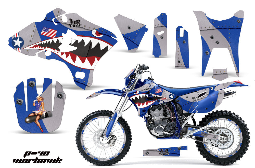 Graphics Kit Decal Sticker Wrap + # Plates For Yamaha WR250F WR450F 2003-2004 WARHAWK BLUE-atv motorcycle utv parts accessories gear helmets jackets gloves pantsAll Terrain Depot