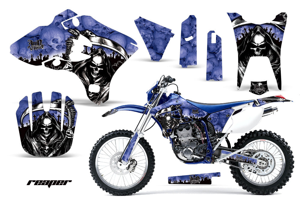 Dirt Bike Graphics Kit Decal Wrap For Yamaha WR250F WR450F 2003-2004 REAPER BLUE-atv motorcycle utv parts accessories gear helmets jackets gloves pantsAll Terrain Depot